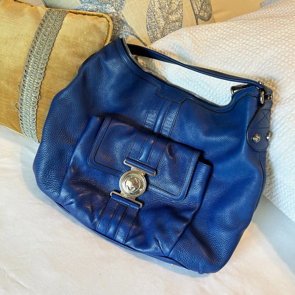 Limited Edition GUCCI Royal Blue Calfskin Leather Shoulder Bag Like New